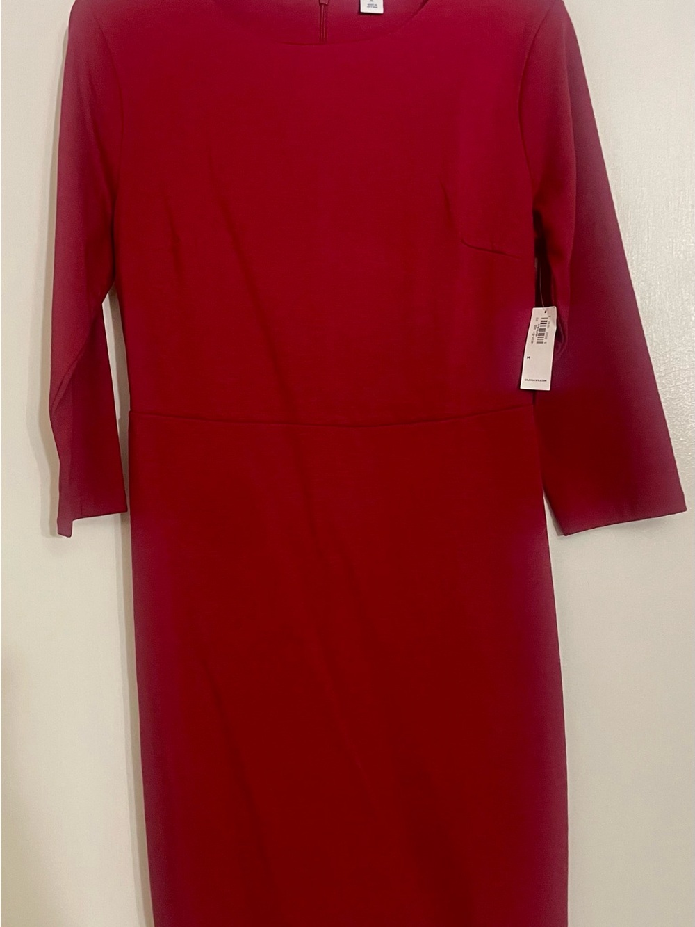 Old Navy Crimson Red Sheath Midi Dress with 3/4 Sleeves
